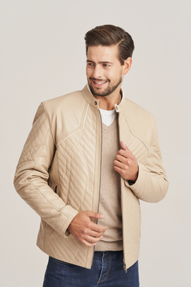 mens beige leather jacket