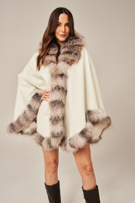 Wool poncho with cashmere