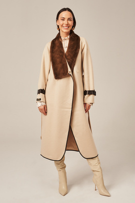 Women's Alpaca Wool Coat with Mink