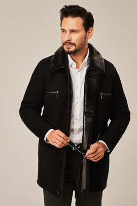 Men's winter sheepskin coat black