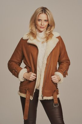 Women's sheepskin aviator jacket