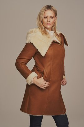 Women's long sheepskin coat