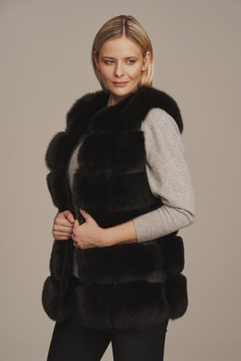 Black fox fur vest