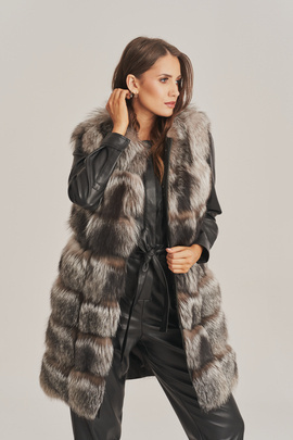 Women's fox fur vest, silver