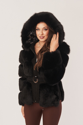Real fur jacket - Black fox fur coat