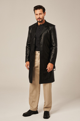 Men's leather coat, black