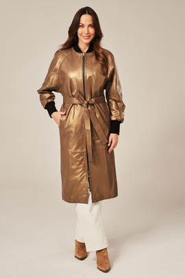 Stylish Women's Leather Coat in Cappuccino Shade