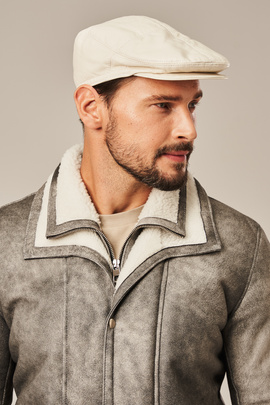 Men's White Leather Gatsby Cap
