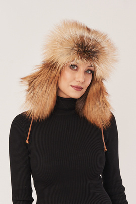 Women's Gold Fox Fur Trapper Hat