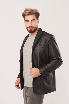 Men's black leather blazer