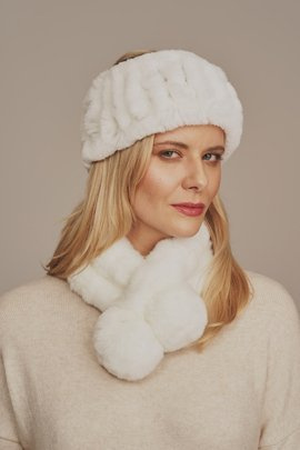 Fur white winter headband