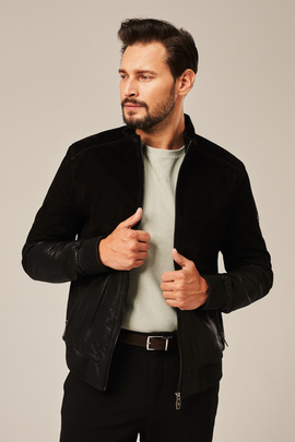 Men's leather bomber jacket black