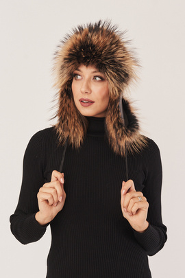 Leather women’s winter aviator hat