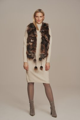 Real fox fur vest brown