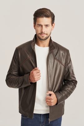 Men's brown leather jacket