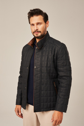 Men's quilted leather jacket, graphite