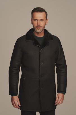 Men's long sheepskin coat
