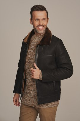 Leather shearling jacket men