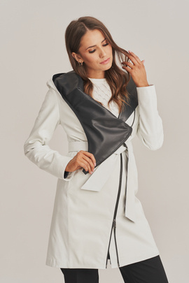 Women's lambskin leather coat in a shade of snow white color