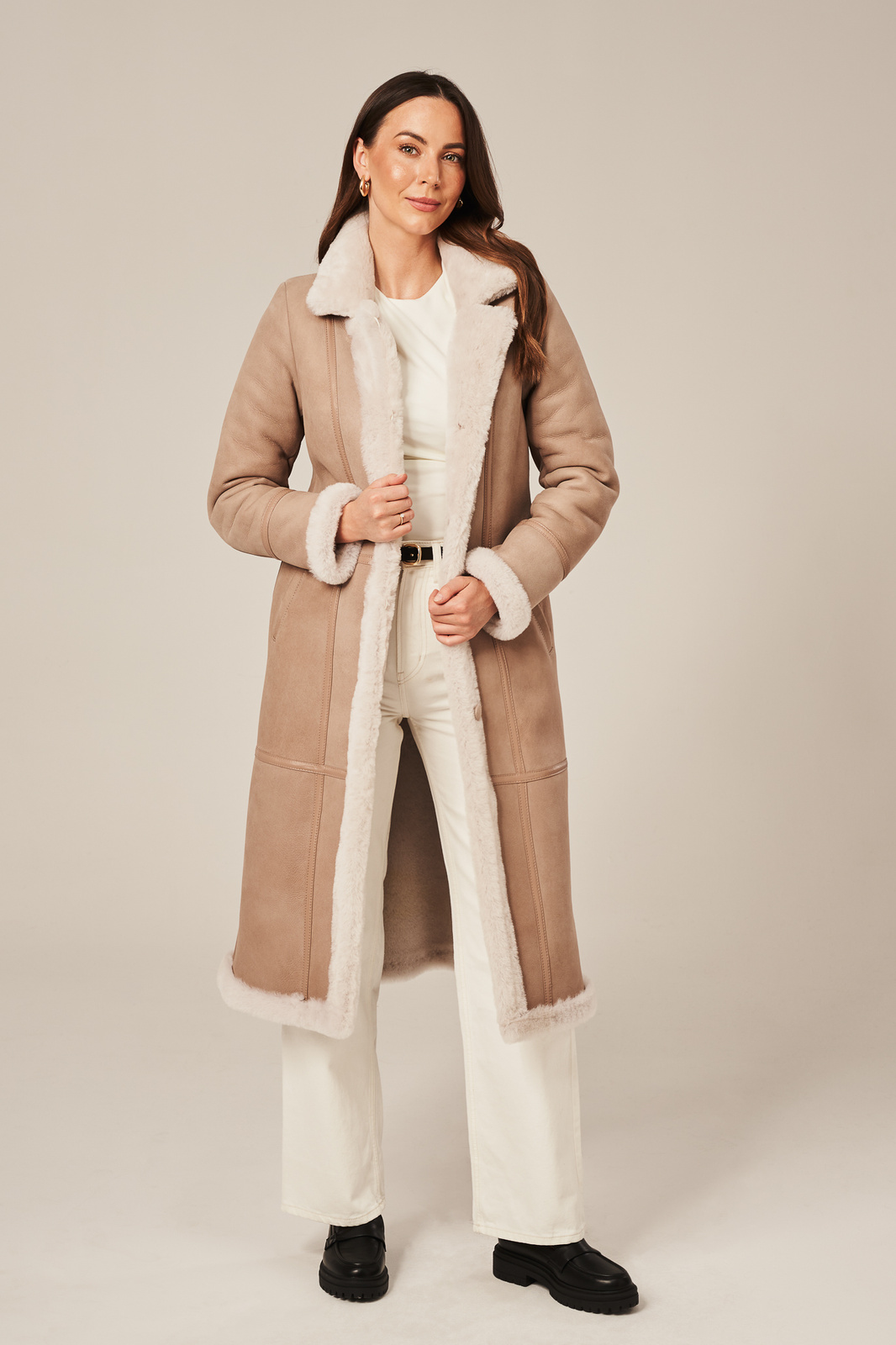 Womens sheepskin coat with hood Konopka