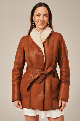Women's shearling jacket in the style of a blazer