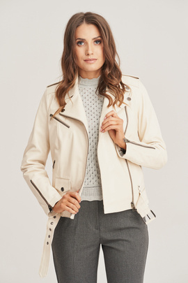 Women's leather jacket beige