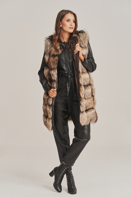 Women's fox fur vest brown
