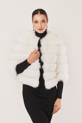Women's fox fur jacket white