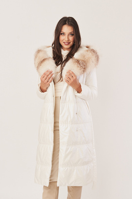 Women's winter down coat with a hood