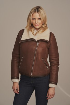 Women's sheepskin biker jacket