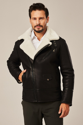 Men's sheepskin jacket, black