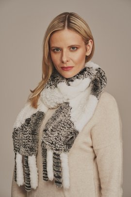 Women's winter gray fur scarf
