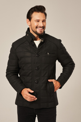 Elegant men's black leather quilted jacket