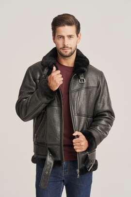 Men's sheepskin b-3 bomber jacket