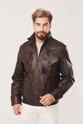 Men's brawn leather bomber jacket, Top Gun