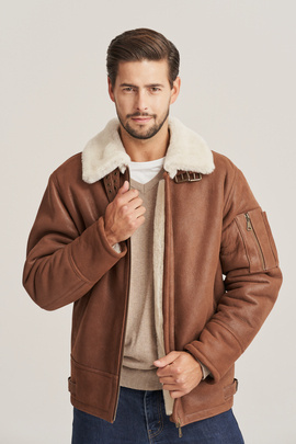 Men's sheepskin jacket -  B-3 bomber jacket