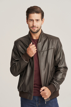 Brown leather bomber jacket mens