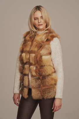 Red fox fur vest