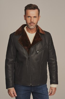 Men's black shearling jacket