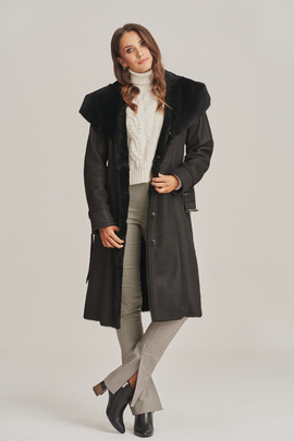 Women sheepskin coat knee length