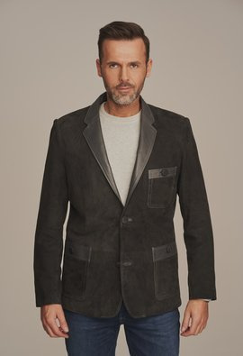 Men's black leather blazer
