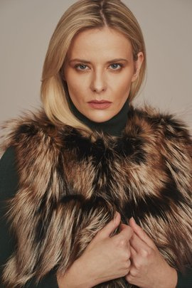Fox fur vest brown