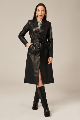 Women's black leather coat