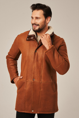 Men's winter long shearling coat