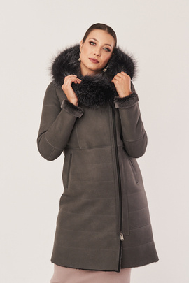 Women's sheepskin coat, grey