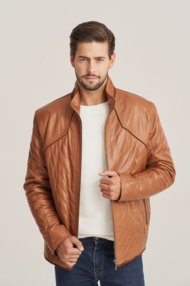 Men's brown leather jacket