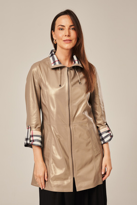 Women's beige reversible leather coat