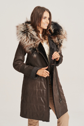 Women's winter leather coat