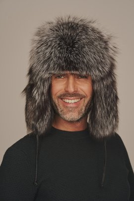 Mens silver fox fur hat