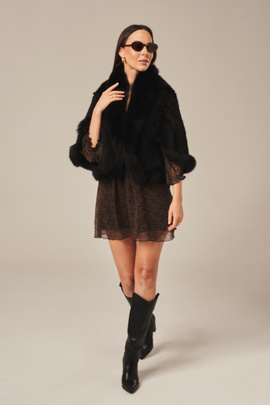 Black mink fur bolero, real fur cardigan